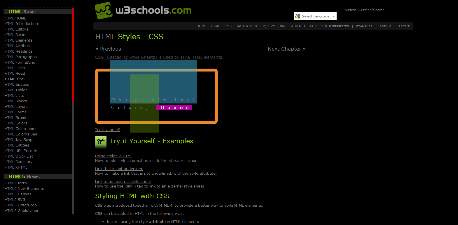 Dark W3Schools: Easy on Eyes