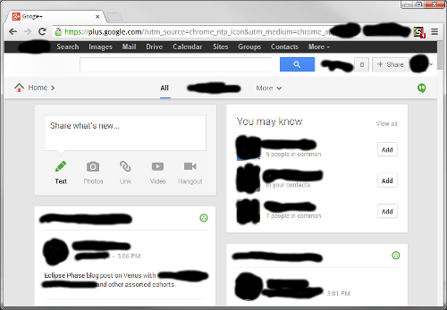 Google+ cuts off main content columns