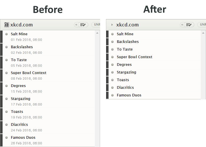 NewsBlur - Short headlines in split view