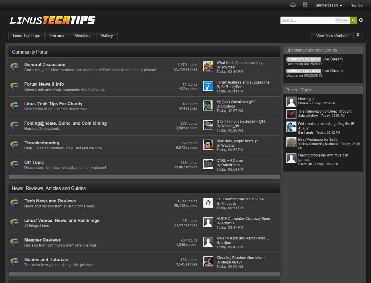 A dark theme for LinusTechTips
