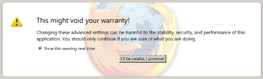 Custom About:Config Warning on Firefox 3