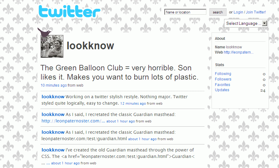 Twitter - remove 'hey there', improve typography