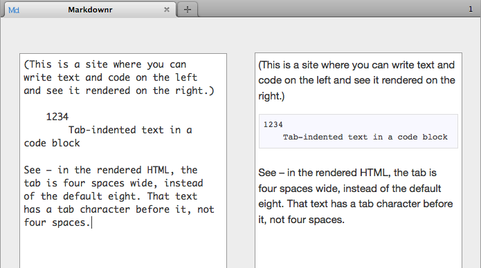 All code has custom tab size