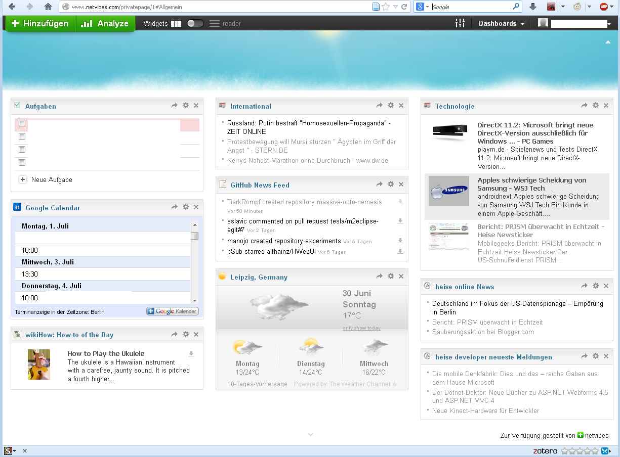 Clean iGoogle style for Netvibes