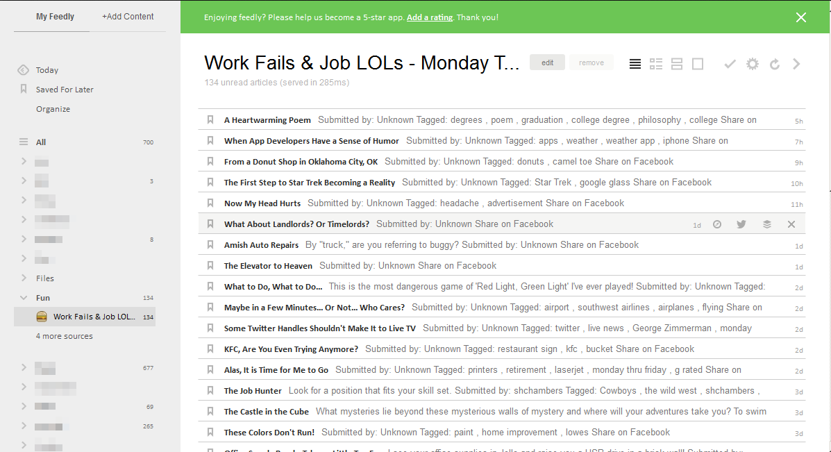 Better feedly title list page