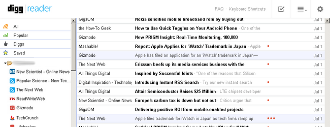 Digg Reader Like Old Google Reader