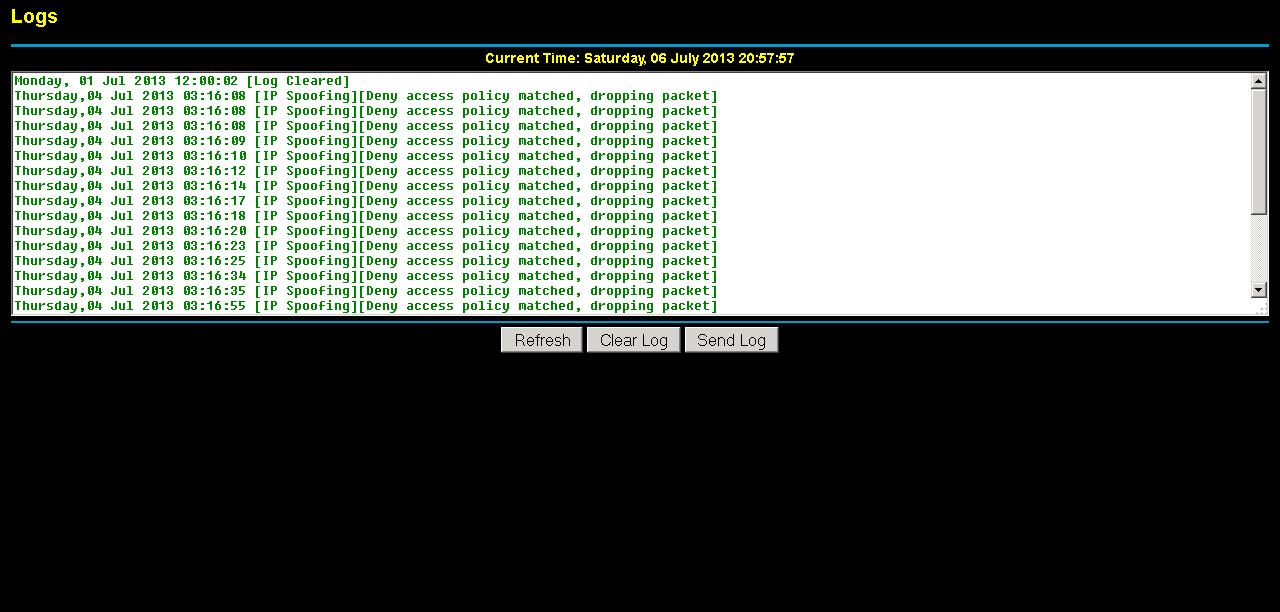 log display in KWGR614 Netgear Router