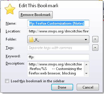 Keyword addition for Add/Change Bookmark (Fx3)
