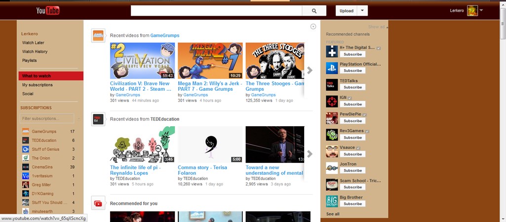 Beige and Brown Youtube by Lerkero