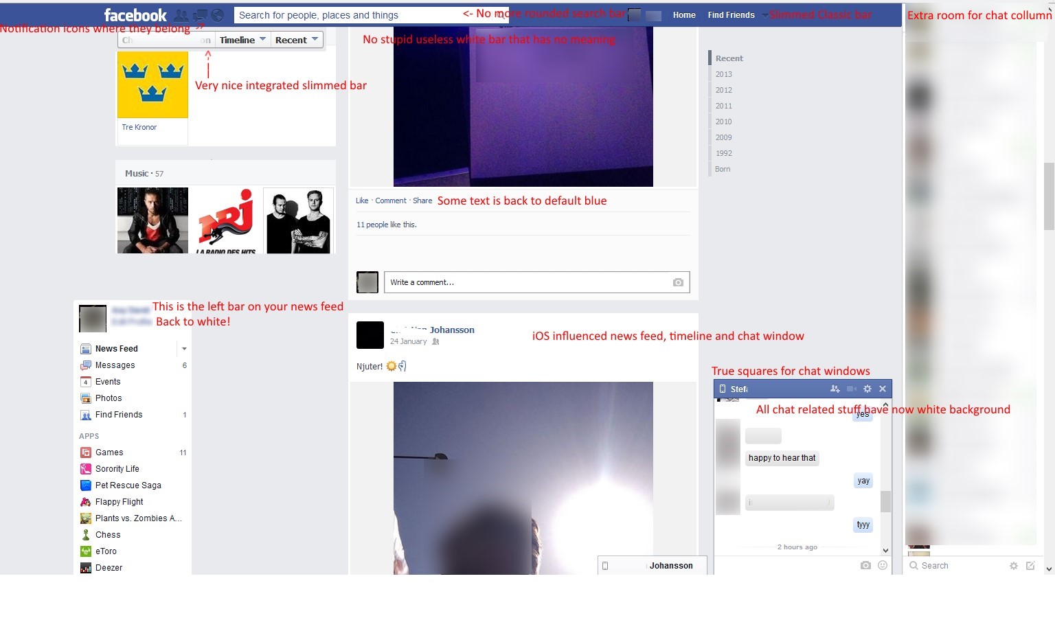 Retro facebook - Notification icons on Left!