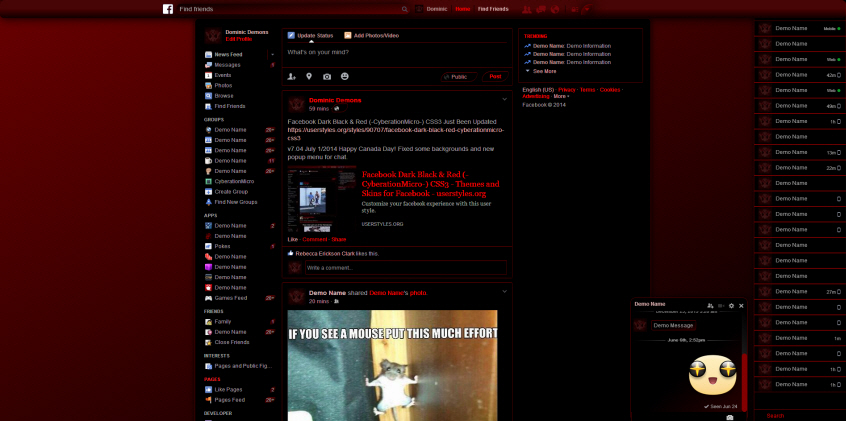 Facebook Dark Black & Red (-DestructiveBurn-) CSS3