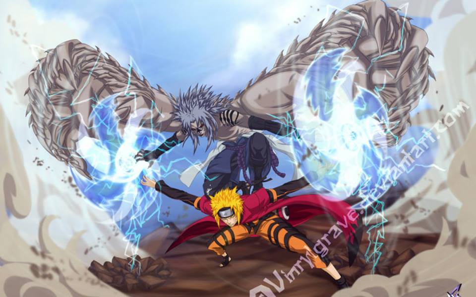 Sasuke Uchiha and Naruto Rasen Shuriken