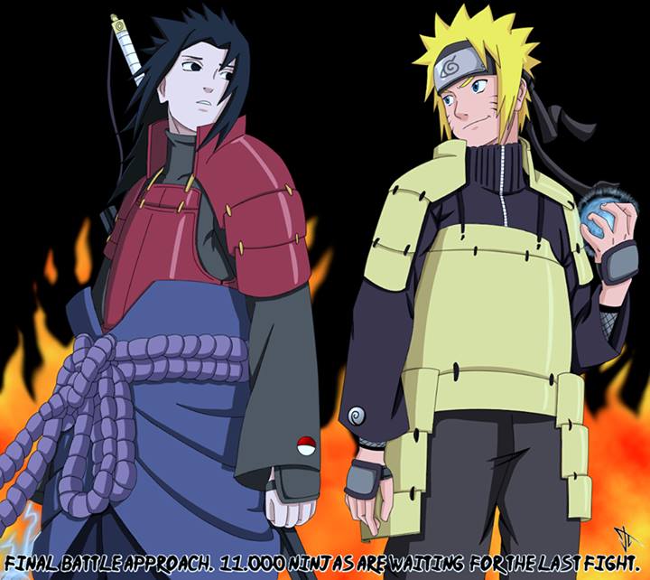 Sasuke=Madara outfit,Naruto=Hashirama outfit