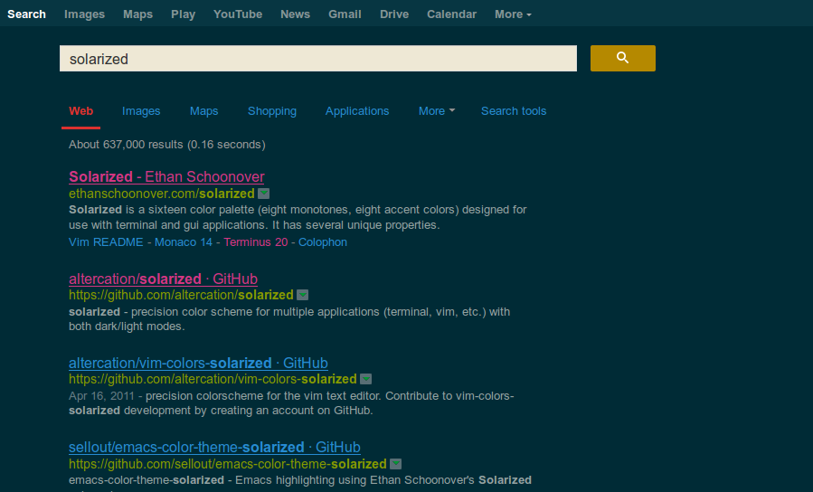 Google Search - Solarized