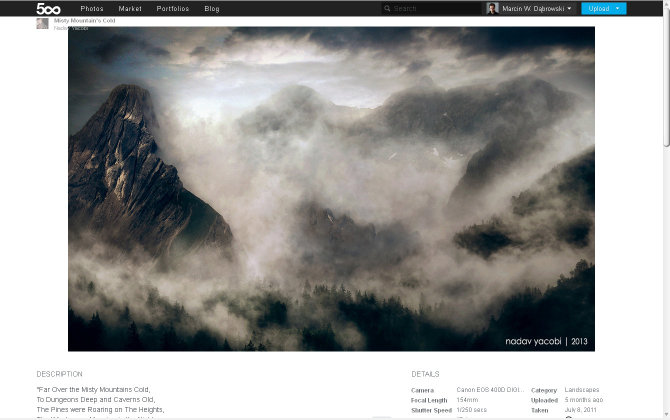 500px photo page header fix