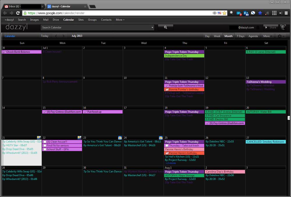 dazzyl's DarKnight Google Calendar