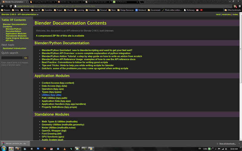 Blender API Documentation Page - Hawken
