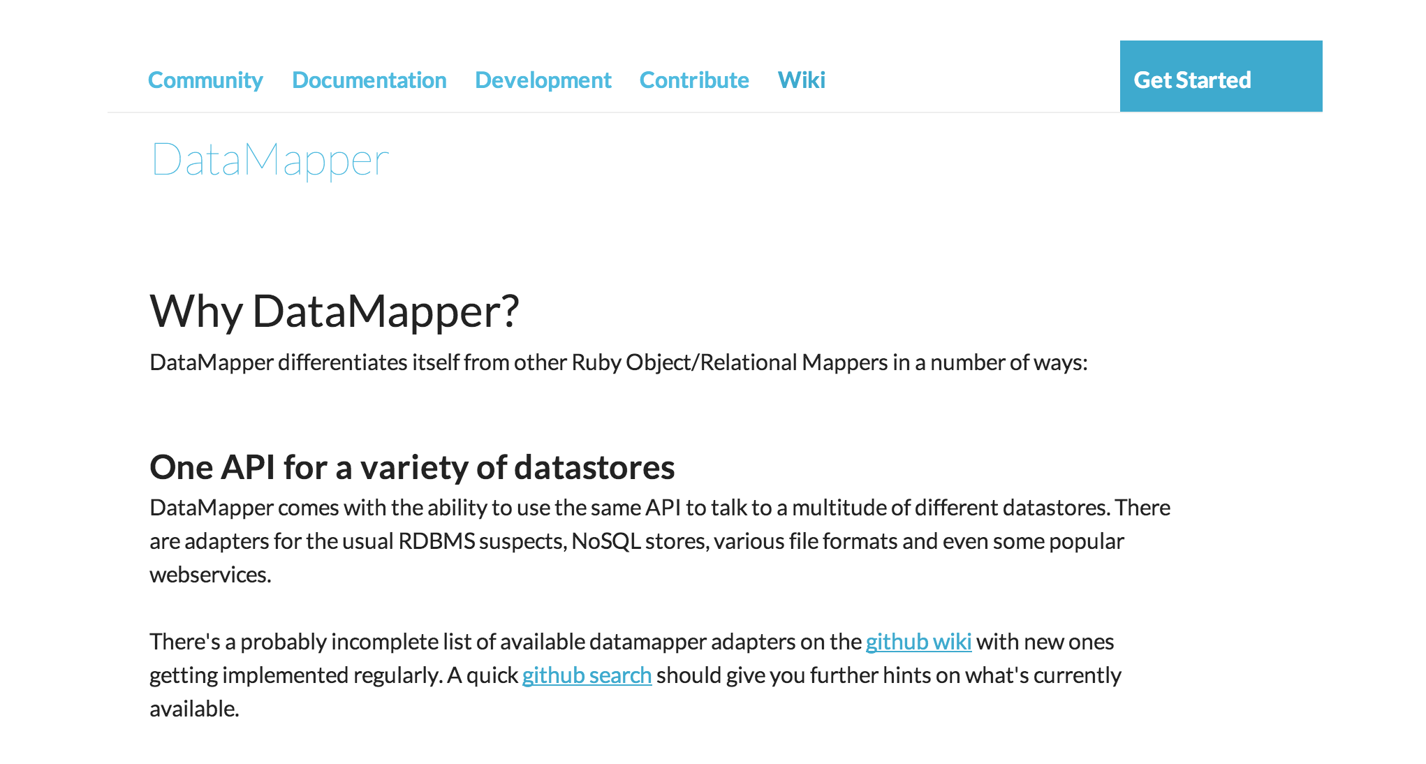 Datamapper documentation on white