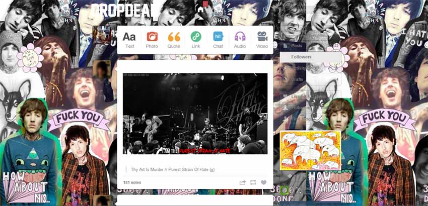 Oliver Sykes Tumblr Dashboard Theme