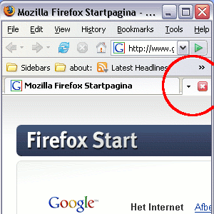 Firefox 2.0b2 - Nicely integrated tab-close button