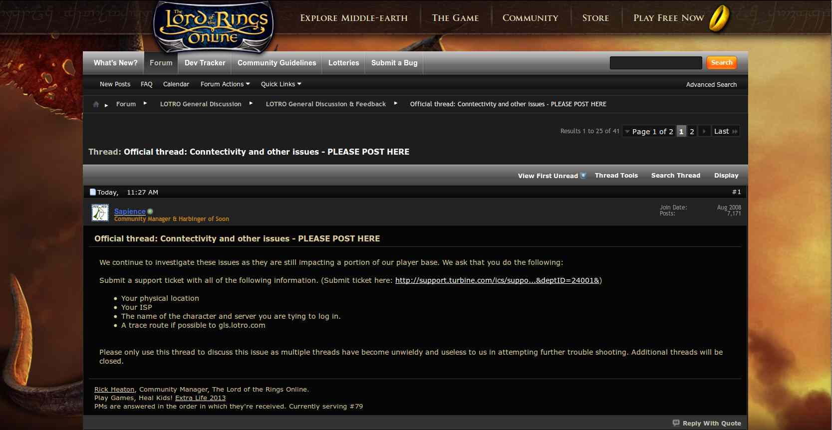 LotRO forums 2013