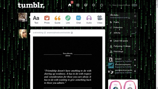 Tumblr Dashboard Background: Simple Matrix
