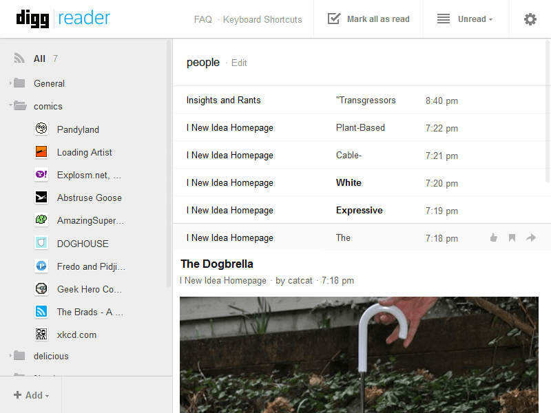 Cleaner Digg Reader UI