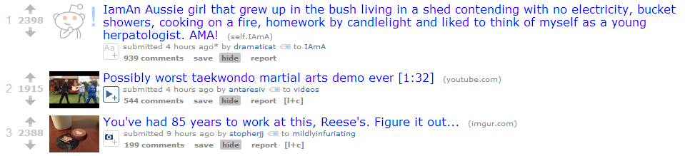 Reddit: Distinguish 'hide' button & remove 'share'