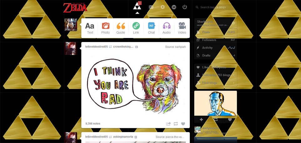 Legend Of Zelda (Triforce) Tumblr Dashboard Theme