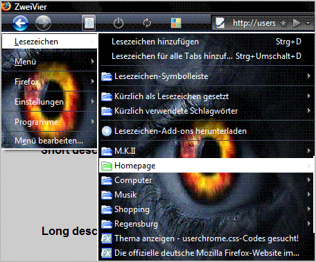Firefox 3** - Popup Menu Background - Dark Eye