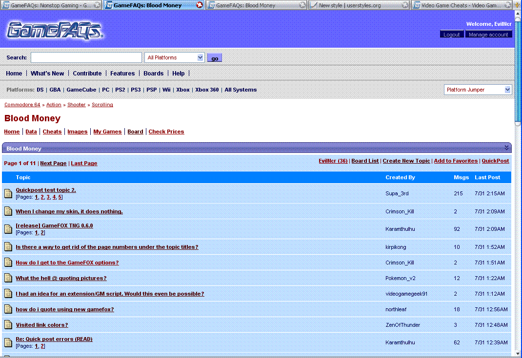 NeoBlue GameFAQS