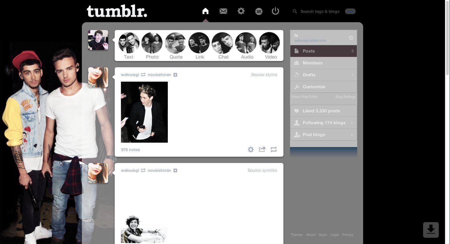 One Direction Ziam Dashboard Theme Tumblr