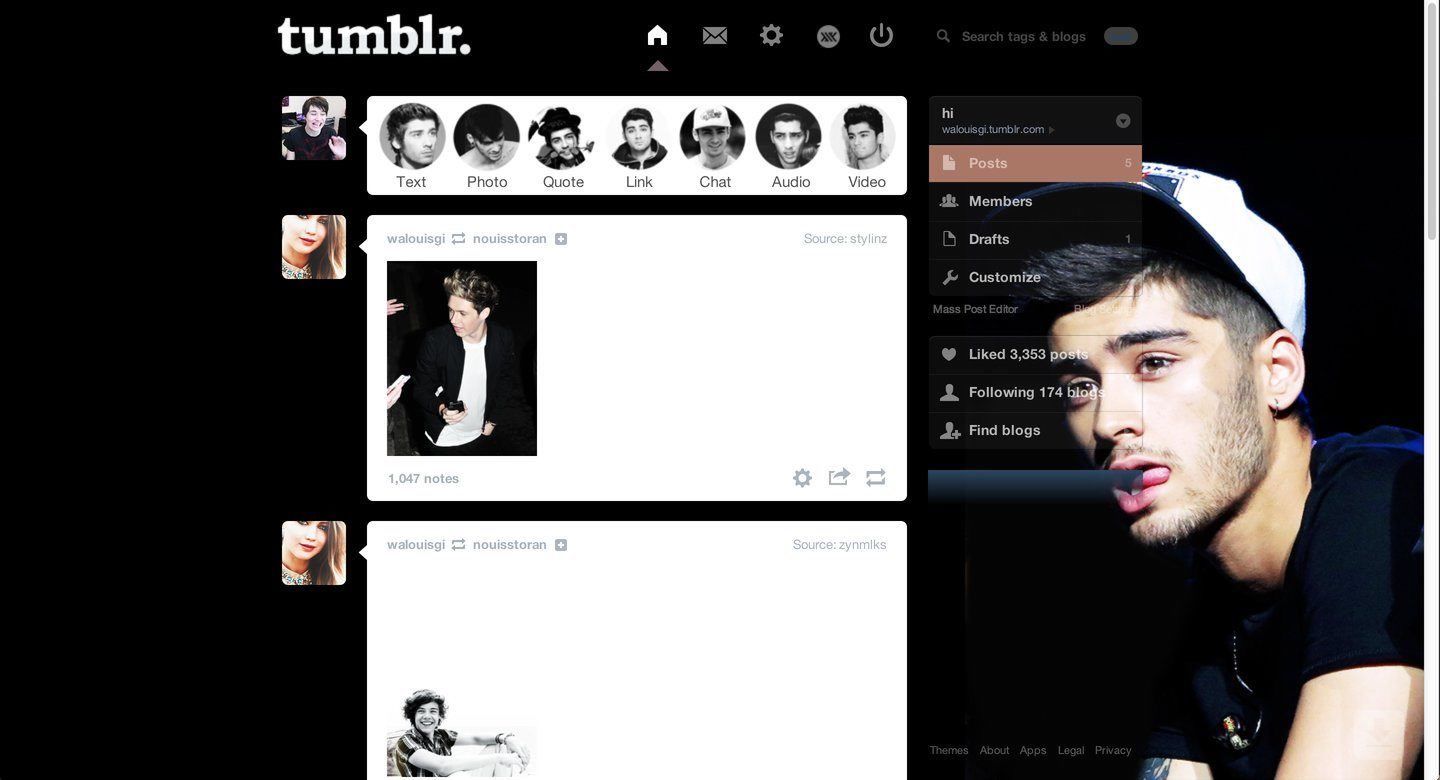 Zayn Malik #1 Tumblr Dashboard Theme | sweetenouis
