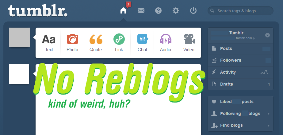 Remove Reblogs from Tumblr Dashboard