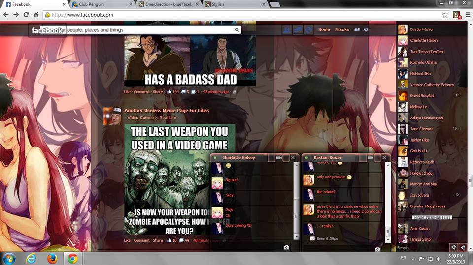 Menma-Hinata <3 theme facebook [ 2nd style-red]