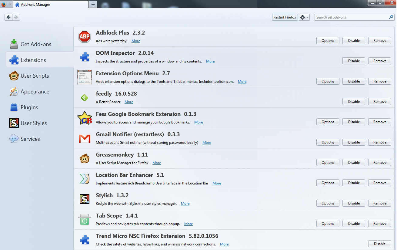 Restart Button for Firefox Add-Ons Manager