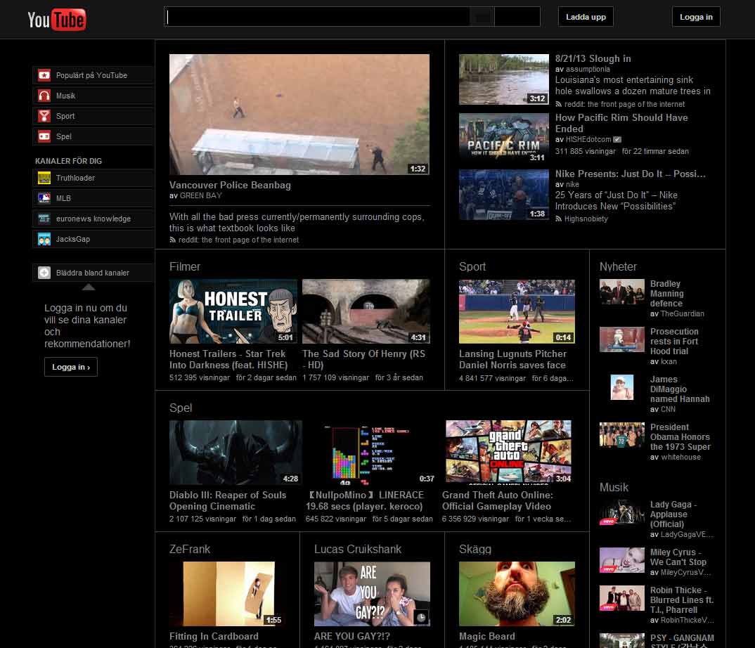 YouTube Black, Centred and big video
