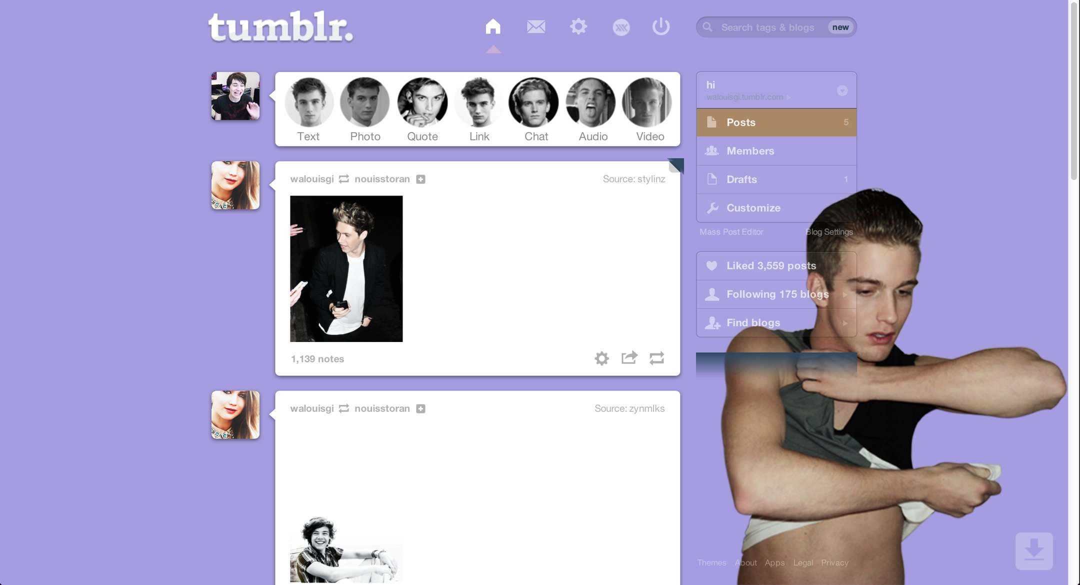 RJ King Tumblr Dashboard Theme | sweetenouis
