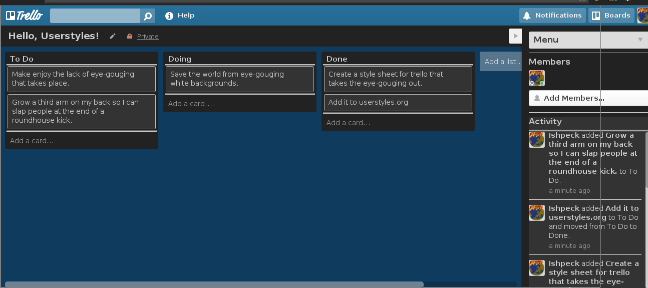 Trello Non-Gougy (dark)
