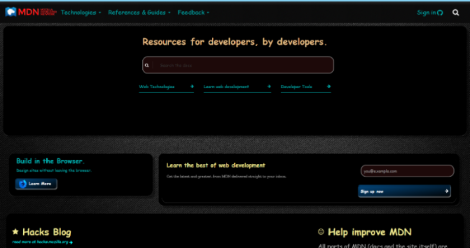 Mozilla Dark by BamaBraves (MDN)