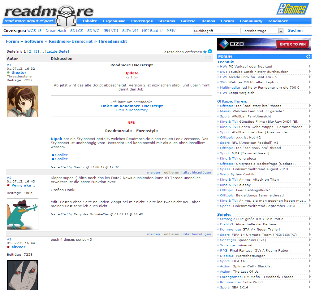 Readmore.de - Breite Thread-Ansicht