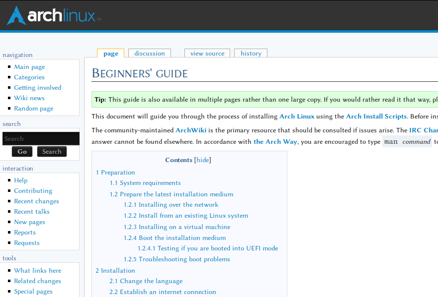 Arch Linux Wiki (readability)