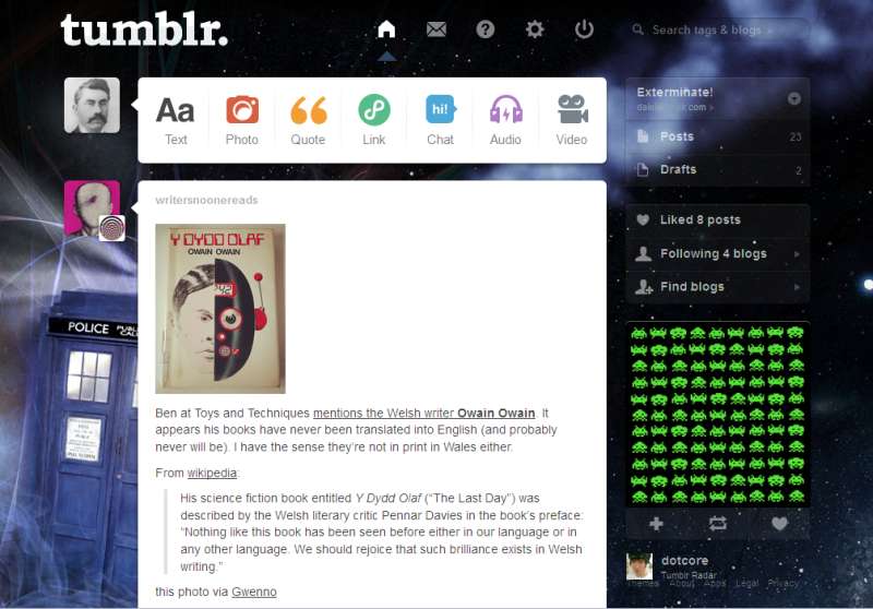 Ultimate Whovian VII — TARDIS Dashboard [Tumblr]