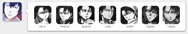 Levi/Rivaille Tumblr Dash Icons (b&w)
