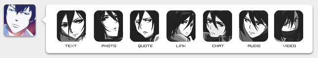 Mikasa Ackerman Tumblr Dash Icons (b&w)