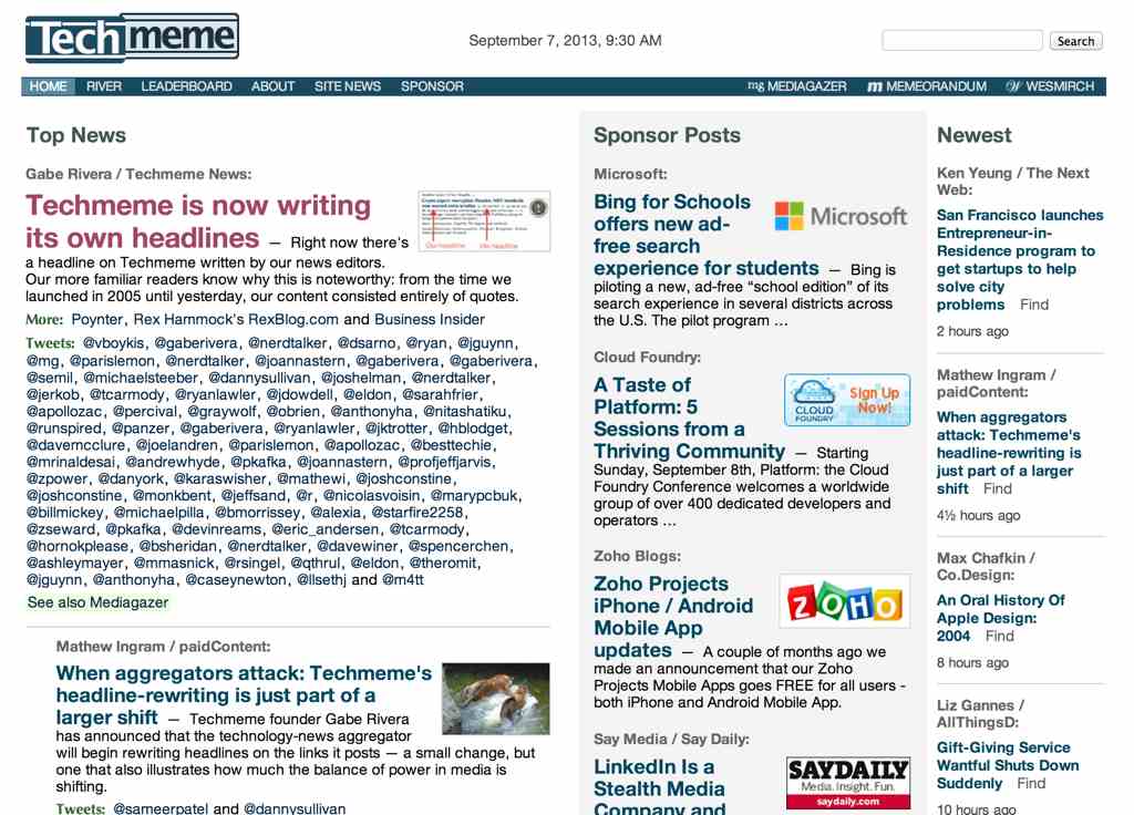 Techmeme.com in Helvetica Neue