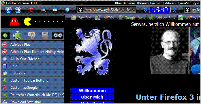 Firefox 3** - Blue Bananas Theme - Pacman (Nasa) 