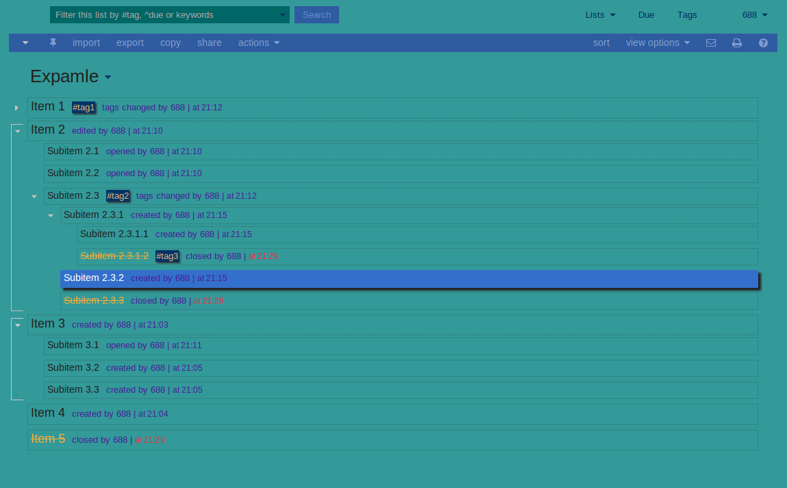 Flat & Simple. Checkvist.