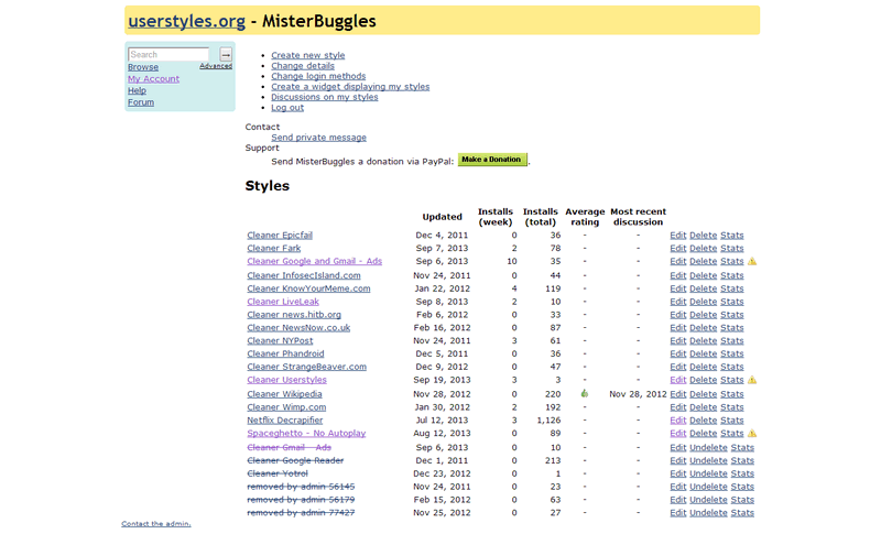 Cleaner Userstyles - 'My Account'