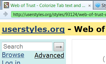 Web of Trust - Colorize Tab text and URL box